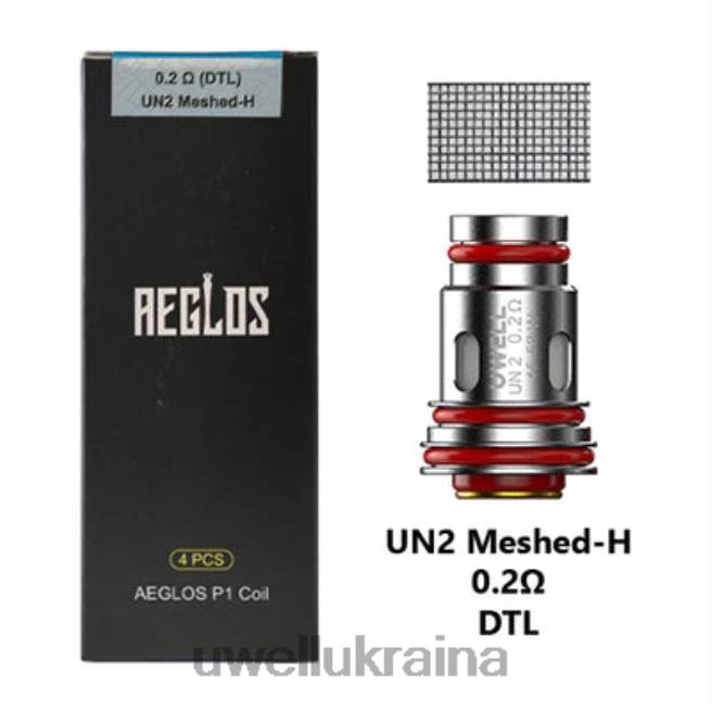 UWELL AEGLOS котушки | 4 шт p1 un2 meshed-h 0,2 Ом | UWELL Ukraine 6FDB271