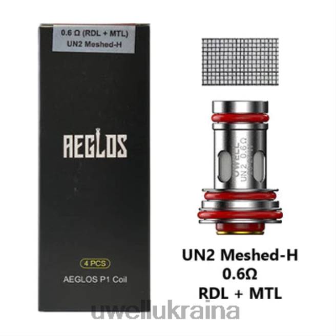 UWELL AEGLOS котушки | 4 шт p1 un2 meshed-h 0,6 Ом | UWELL Disposable Vape 6FDB270