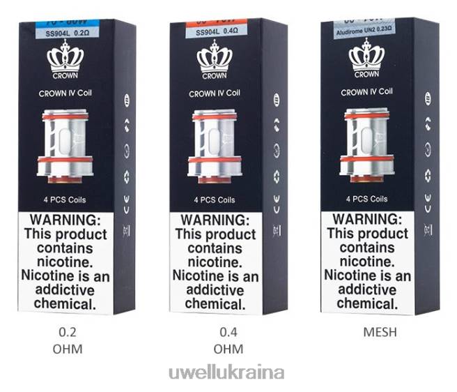 UWELL CROWN 4 змінні котушки (4 шт.) un2 подвійна сітка 0,23 Ом | UWELL Kyiv City 6FDB184