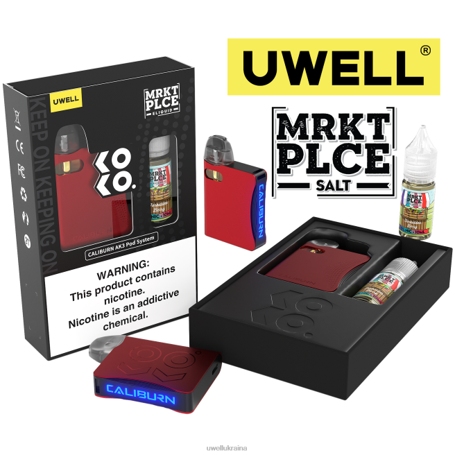 UWELL CALIBURN AK3 набір + a3s 0.8ohm стручки (x2) + татова пара 10 мл солі 50 мг crl: чорний/flv: гарбузове печиво 50 мг | UWELL Vape For Sale 6FDB239