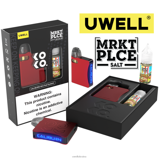 UWELL CALIBURN AK3 набір + a3s 0.8ohm стручки (x2) + татова пара 10 мл солі 50 мг crl: чорний/flv: гарбузове печиво 50 мг | UWELL Vape For Sale 6FDB239
