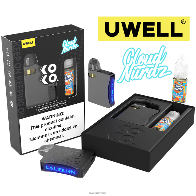 UWELL CALIBURN AK3 набір + a3s 0.8ohm стручки (x2) + татова пара 10 мл солі 50 мг crl: чорний/flv: гарбузове печиво 50 мг | UWELL Vape For Sale 6FDB239