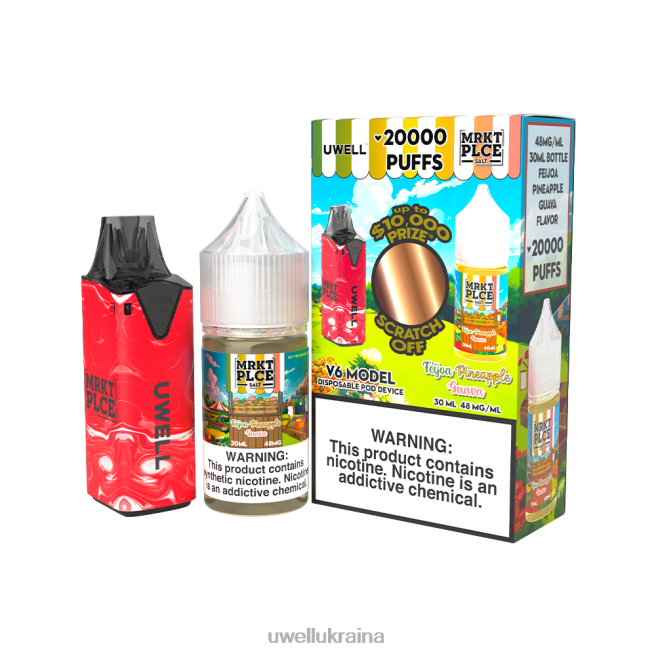 UWELL V6 одноразовий пристрій + татова пара 30мл соку - набір для співпраці clr: red/flv: фейхоа ананас гуава 48 мг | UWELL Online Shop 6FDB207
