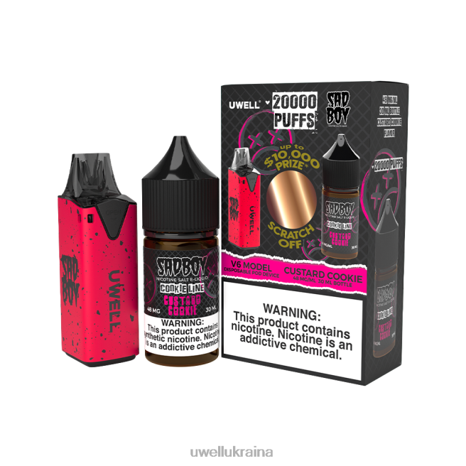UWELL V6 одноразовий пристрій + татова пара 30мл соку - набір для співпраці clr: red/flv: заварне печиво 48 мг | UWELL Ukraina 6FDB213